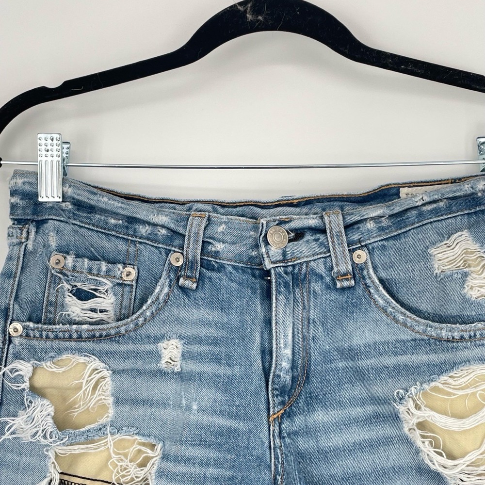 Rag & Bone Women's Blue Heavy Rips Rolled Hem Distressed Denim Shorts Size 24 - Picture 7 of 11